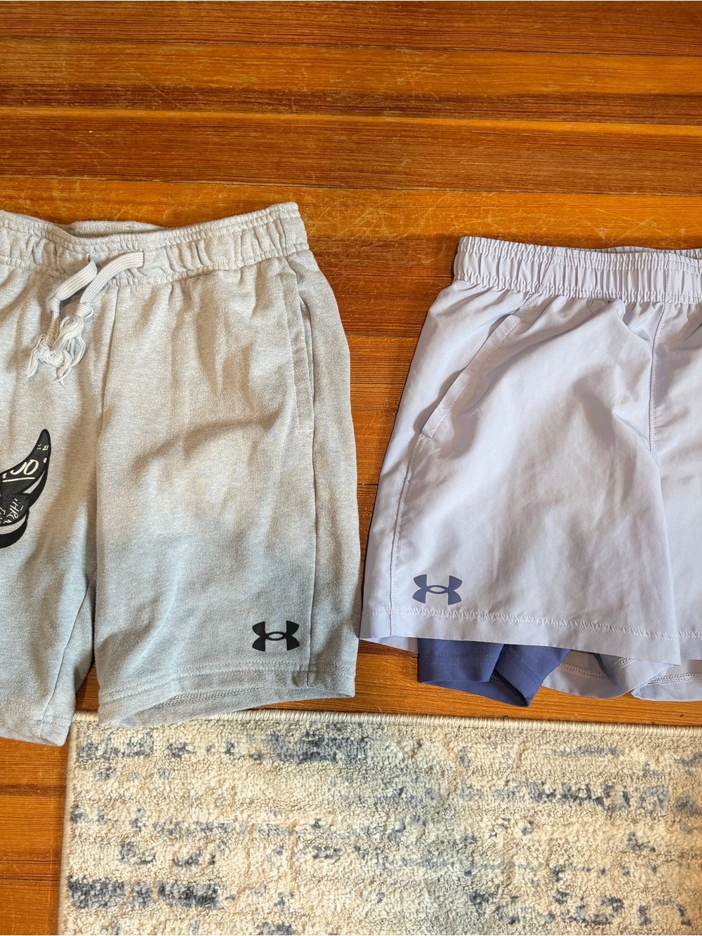 Under Armour Light Gray and Lavender Kids Athletic Shorts Set